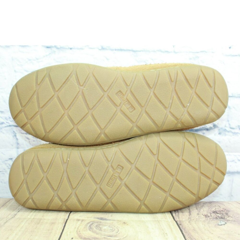 LL Bean Brown Suede Wicked Good Shearling Lined Moccasin Slippers Size 10 M - Picture 9 of 9
